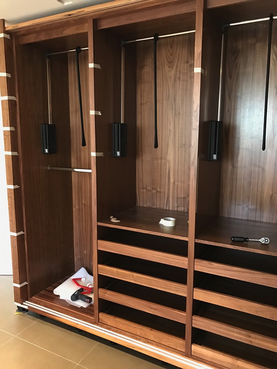 Black walnut wardrobe installation