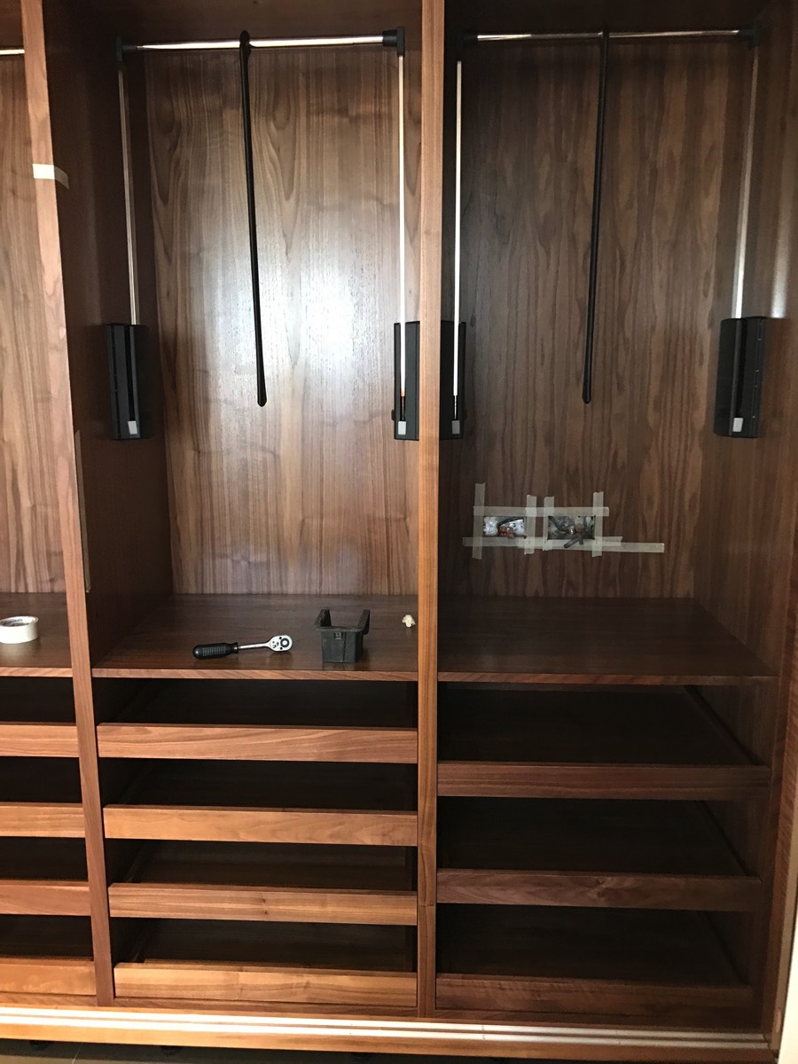 Black walnut wardrobe installation