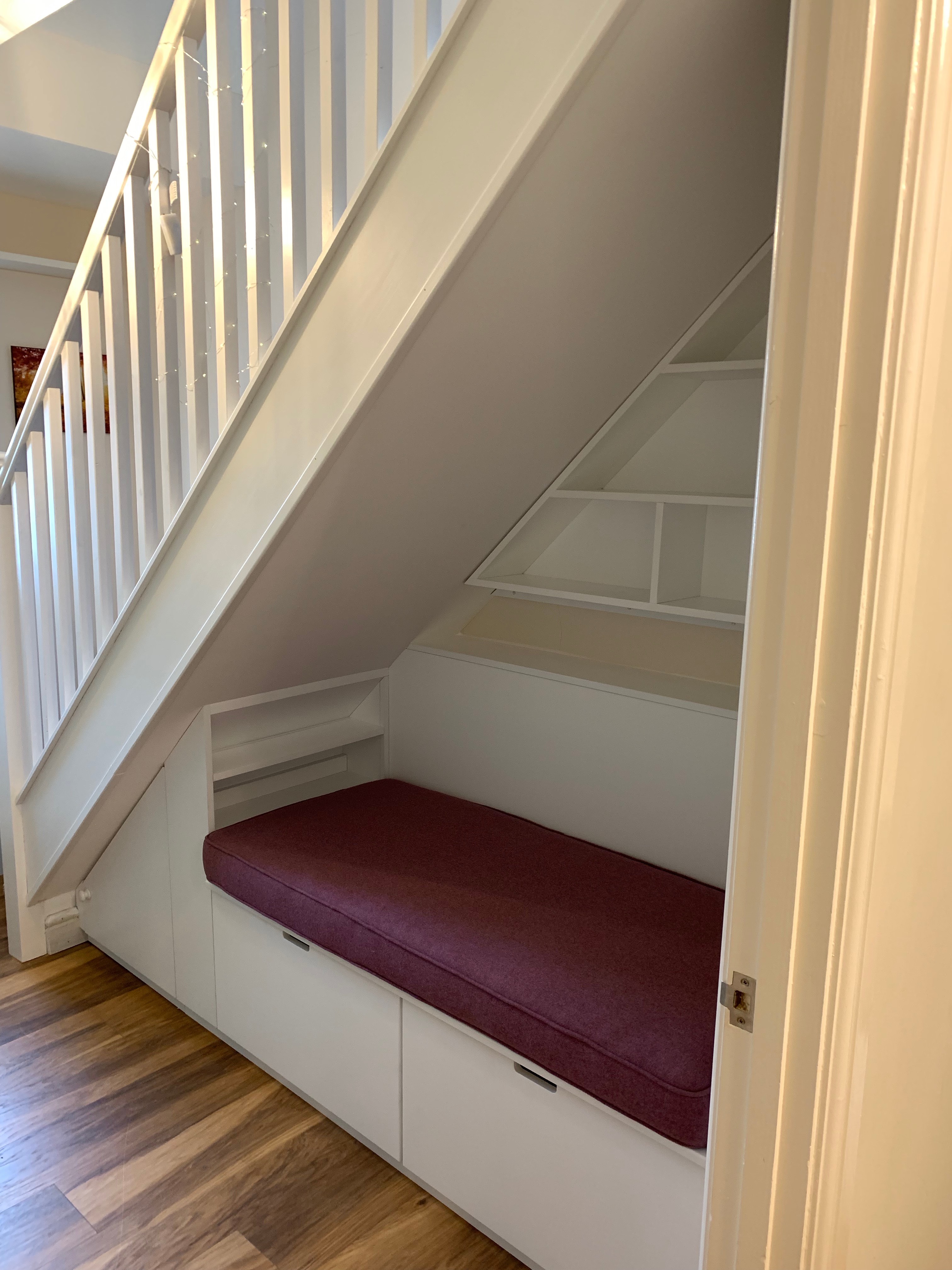 Under stairs seating and storage