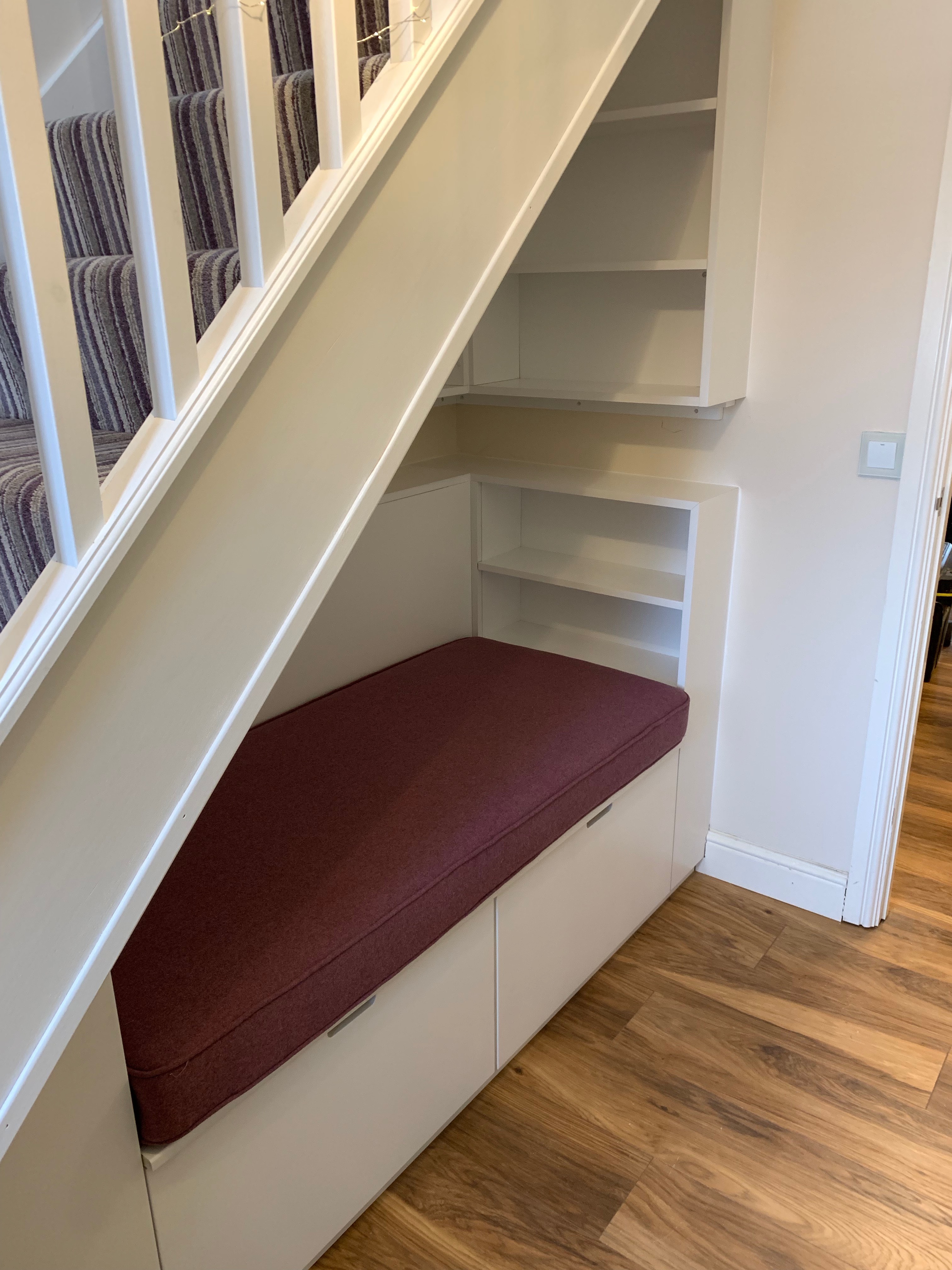 Under stairs seating and storage