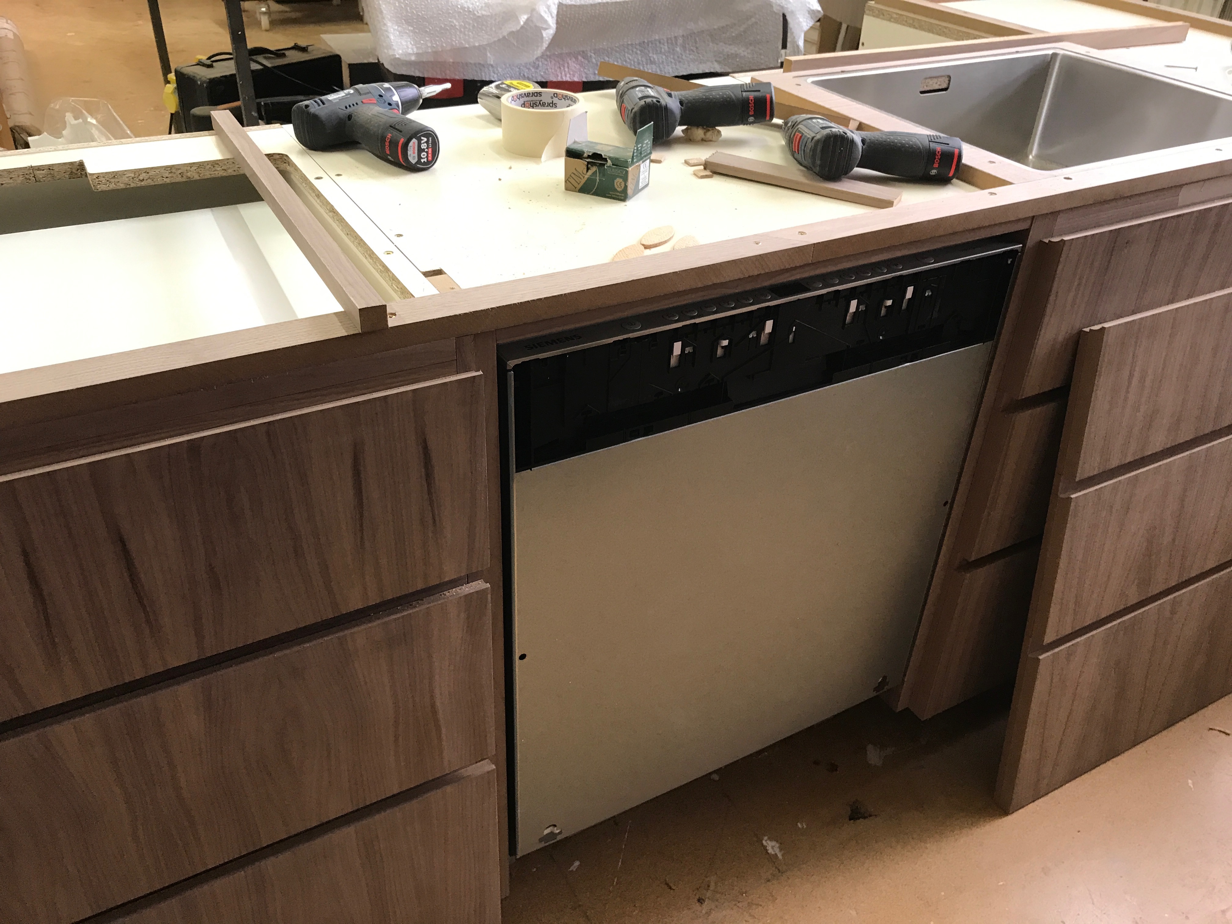 black walnut kitchen unit